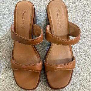 Madewell Tan Leather Slide Sandals Minimalist Design